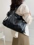 Black Shoulder Tote Bag PU