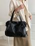 Black Shoulder Tote Bag PU