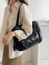 Black Shoulder Tote Bag PU