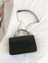 Crocodile Embossed Square Bag Heart Decor PU