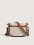 Metal Decor Saddle Bag Contrast Binding Flap