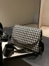 Mini Square Bag Houndstooth Pattern Flap PU