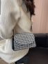 Mini Square Bag Houndstooth Pattern Flap PU