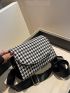 Mini Square Bag Houndstooth Pattern Flap PU