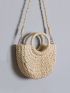 Mini Minimalist Twilly Scarf Decor Straw Bag