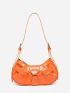 Studded Detail Hobo Bag PU Neon Orange Funky