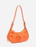 Studded Detail Hobo Bag PU Neon Orange Funky