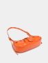 Studded Detail Hobo Bag PU Neon Orange Funky