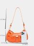 Studded Detail Hobo Bag PU Neon Orange Funky