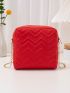 Mini Square Bag Chevron PU Neon Red