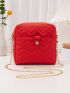 Mini Square Bag Chevron PU Neon Red