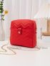 Mini Square Bag Chevron PU Neon Red