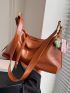 Brown Hobo Bag PU With Bag Charm