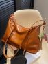 Brown Hobo Bag PU With Bag Charm