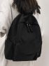 Zip Front Classic Backpack Black Preppy