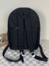 Zip Front Classic Backpack Black Preppy