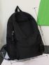 Zip Front Classic Backpack Black Preppy