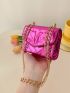 Mini Flap Square Bag Stitch Detail Neon Pink Funky