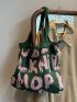 Letter Graphic Crochet Bag Polyester Vacation