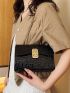 Mini Square Bag Crocodile Embossed Twist Lock PU