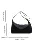 Litchi Embossed Hobo Bag Large Capacity Black PU