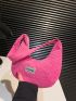 Patch Detail Hobo Bag Nylon Neon Pink Funky