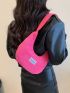 Patch Detail Hobo Bag Nylon Neon Pink Funky