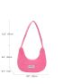 Patch Detail Hobo Bag Nylon Neon Pink Funky