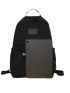 Pocket Front Functional Backpack Drawstring & Patch Detail Black