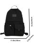 Pocket Front Functional Backpack Drawstring & Patch Detail Black