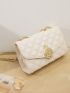 Quilted Square Bag Rhinestone & Crown Decor PU