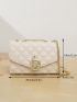 Quilted Square Bag Rhinestone & Crown Decor PU