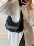 Black Hobo Bag With Zipper PU Elegant