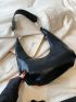 Black Hobo Bag With Zipper PU Elegant