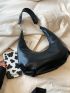 Black Hobo Bag With Zipper PU Elegant