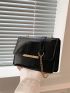 Snakeskin Embossed Square Bag Flap Chain Black PU Fashionable