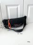 Letter Graphic Fanny Pack With Zipper Fashionable