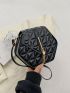 Quilted Novelty Bag Tassel Decor Mini Black