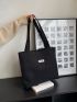 Letter Patch Decor Shopper Bag Casual