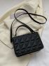 Mini Quilted Pattern Flap Square Bag Top Handle