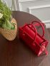 Mini Square Bag Red PU Double Handle