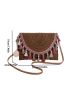 Tassel Decor Straw Bag Medium For Beach