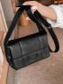 Quilted Square Bag Small Flap Black