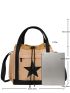 Star Pattern Square Bag Double Handle Colorblock Casual Style