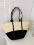 Two Tone Straw Bag Oversized Vacation