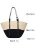 Two Tone Straw Bag Oversized Vacation