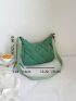 Quilted Hobo Bag Nylon Green