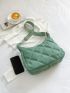 Quilted Hobo Bag Nylon Green