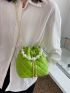 Mini Bucket Bag Faux Pearl Decor Quilted PU