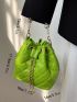 Mini Bucket Bag Faux Pearl Decor Quilted PU